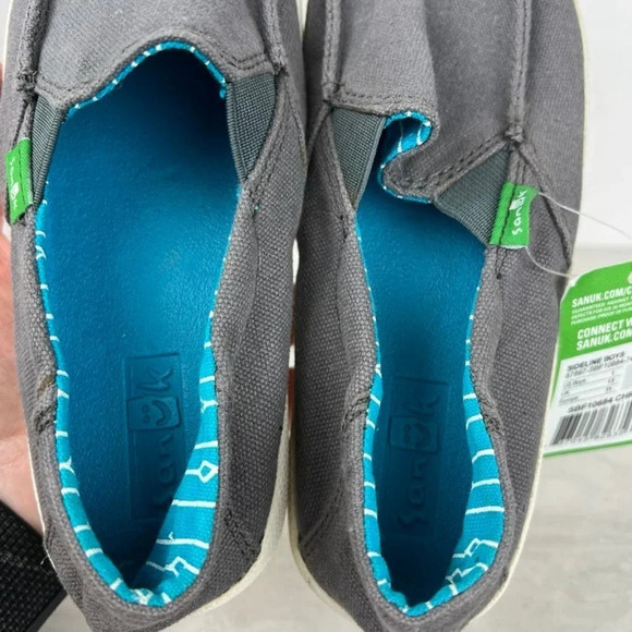 Sanuk Sideline Boys Slip On Sidewalk Surfers Boys Size 1 NEW - Picture 7 of 8